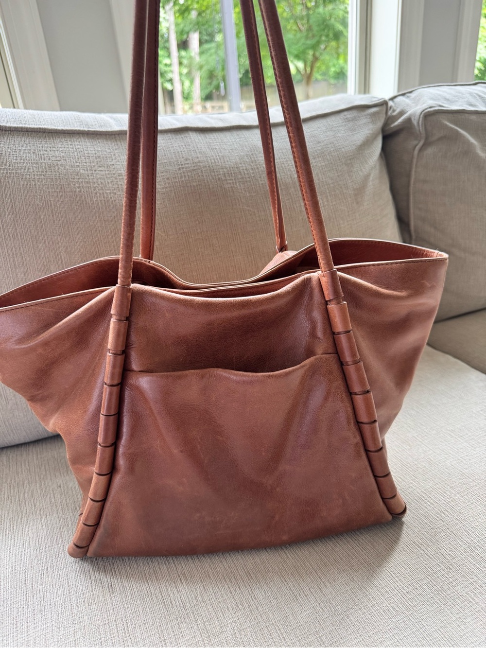 HOBO Phoebe Cognac Leather Tote with Wrapped Strap Detail - Picture 2 of 4